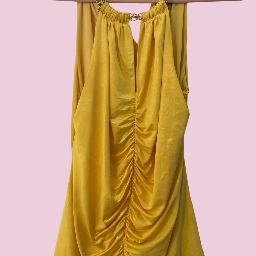 Cache Yellow Ruched Blouse